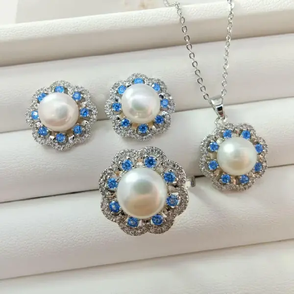 Retro Light Luxury Palace E-commerce Natural Freshwater Pearl Blue Zircon, TKM Beauty and Accessories Wholesale Supply | FREE shipping