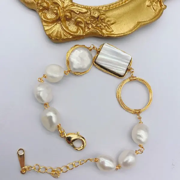 Natural Mother-of-pearl Bracelet Barlott Freshwater Pearl Tassel For Ladies, Light, TKMBeautySupply.com | Canada & USA and Europe Wide FREE shipping