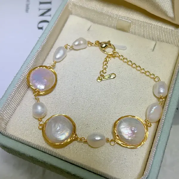 Irregular Baroque Natural Freshwater Pearl Bracelet Women's Light Luxury High-grade, TKMBeautySupply.com | Canada & USA and Europe Wide FREE shipping