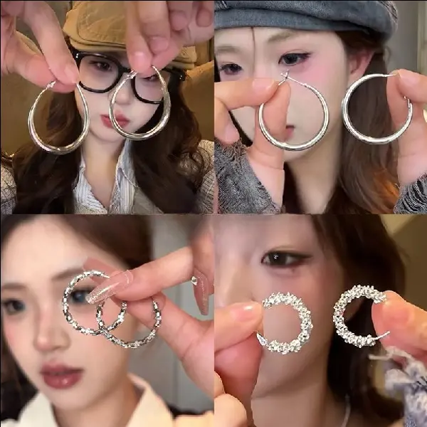 Silver Needle Irregular Round Earrings Simple Coldable European And American, TKMBeautySupply.com | Canada & USA and Europe Wide FREE shipping