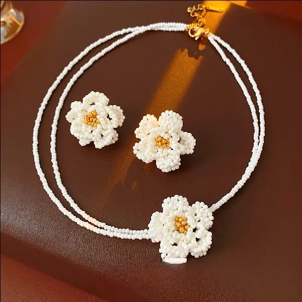 French Retro Camellia Earrings, Necklace, Temperament, Versatile Set, Design, Niche, TKM Beauty and Accessories Wholesale Supply | FREE shipping
