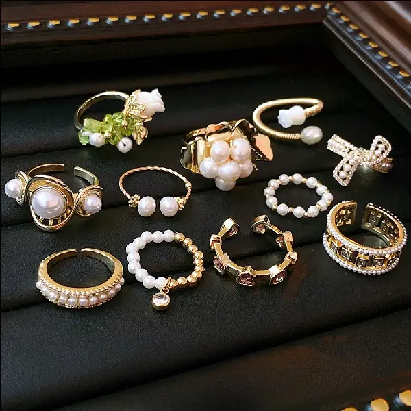 Real Gold Plating Baroque Pearl Tulip Flower Open Ring Korean, TKMBeautySupply.com | Canada & USA and Europe Wide FREE shipping