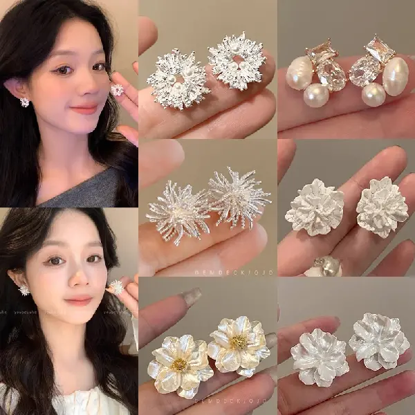 Small Fresh Pearl Asymmetrical Fireworks Earrings Simple Light Luxury High-end, TKMBeautySupply.com | Canada & USA and Europe Wide FREE shipping