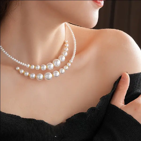 Irregular Cross Pearl Necklace, Versatile, High-end,able Clavicle Chain, French Retro, TKMBeautySupply.com | Canada & USA and Europe Wide FREE shipping