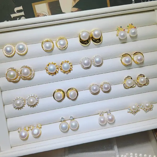 High-end Pearl Large Grain Earrings 925 Silver Needle Gold-plated Light, TKM Beauty and Accessories Wholesale Supply | FREE shipping