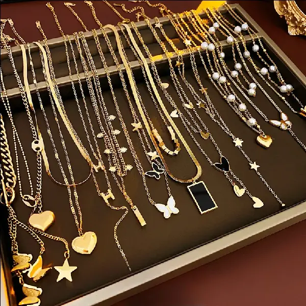18k Real Gold Electroplated Moon Love Charm Necklace, TKMBeautySupply.com | Canada & USA and Europe Wide FREE shipping