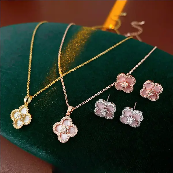Silver Needle Fritillaria Clover Flower Stud Earrings French Retro Versatile, TKMBeautySupply.com | Canada & USA and Europe Wide FREE shipping
