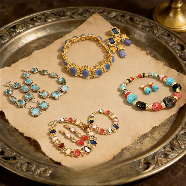 Medieval Vintage Geometric Round Resin Necklace Light Luxury Niche Clavicle, TKMBeautySupply.com | Canada & USA and Europe Wide FREE shipping