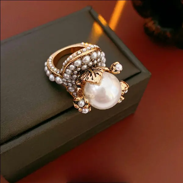 Medieval Vintage Pearl Flower Ring Niche High-end Index Finger Retro, TKMBeautySupply.com | Canada & USA and Europe Wide FREE shipping