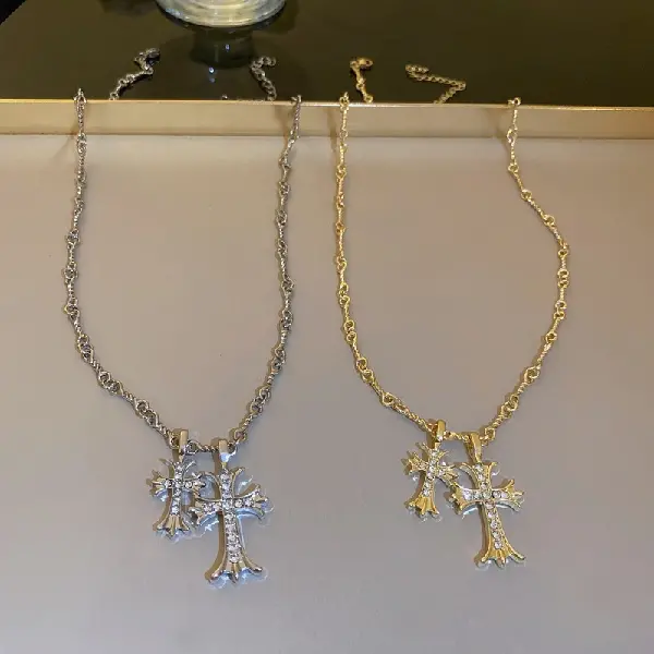 Real Gold Electroplating Temperament Diamond Cross Necklace European And American, TKMBeautySupply.com | Canada & USA and Europe Wide FREE shipping