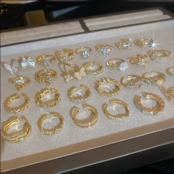 Real Gold Electroplated Freshwater Pearl Rose Flower Open Ring Light, TKMBeautySupply.com | Canada & USA and Europe Wide FREE shipping