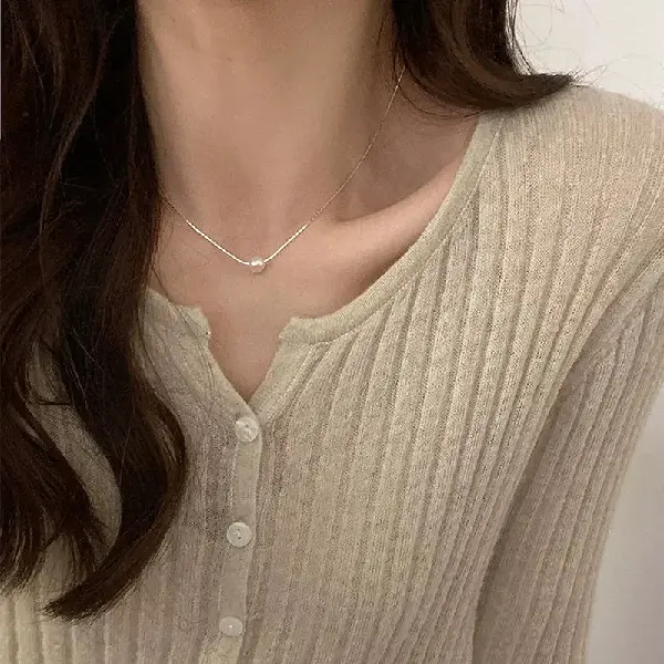 Freshwater Pearl Necklace Korean Simple Compact Versatile Clavicle Chain Ins, TKMBeautySupply.com | Canada & USA and Europe Wide FREE shipping