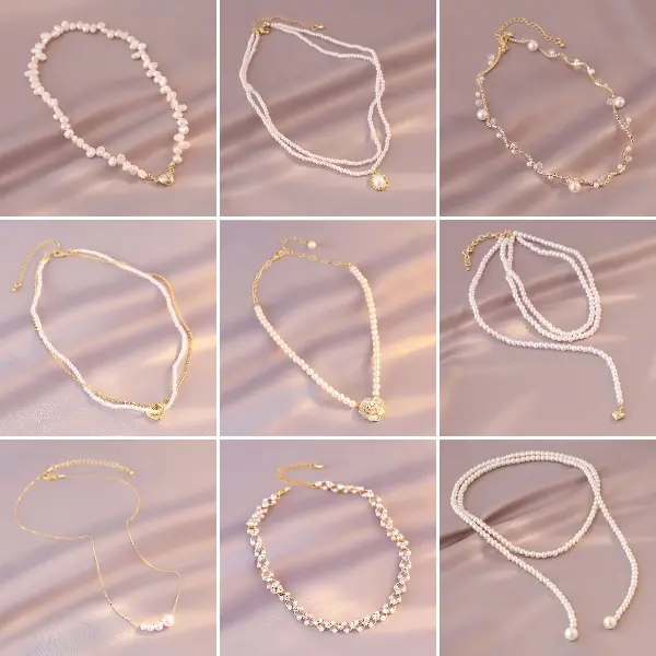 Pearl Necklace, Retro, Simple, Versatile, High-end Choker Clavicle Chain, Niche, TKMBeautySupply.com | Canada & USA and Europe Wide FREE shipping