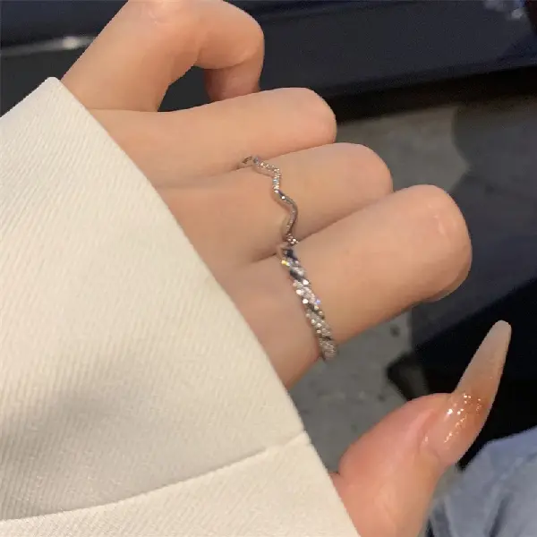 Real Gold Electroplated Zircon Geometric Twist Wave Ring Korean Personalized, TKMBeautySupply.com | Canada & USA and Europe Wide FREE shipping