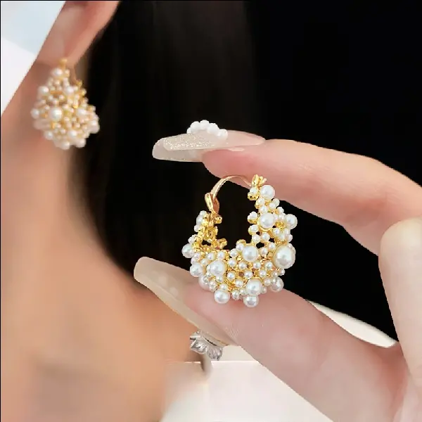 French Retro Palace Pearl Earrings, Light Luxury And High-end Real, TKM Beauty and Accessories Wholesale Supply | FREE shipping