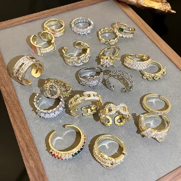Real Gold Electroplated Zircon Bow Open Ring, Korean Personalized Design, TKMBeautySupply.com | Canada & USA and Europe Wide FREE shipping
