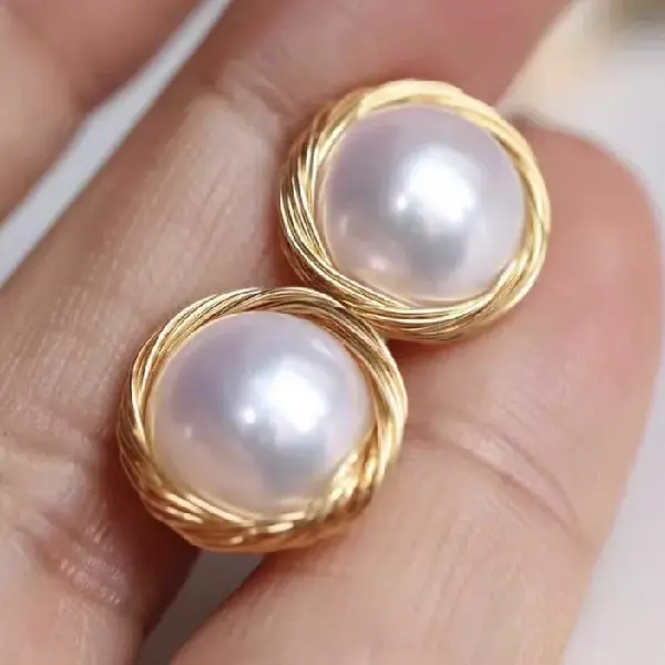 Handmade Natural Freshwater Steamed Bun Pearls 925 Silver Needle, TKM Beauty and Accessories Wholesale Supply | FREE shipping