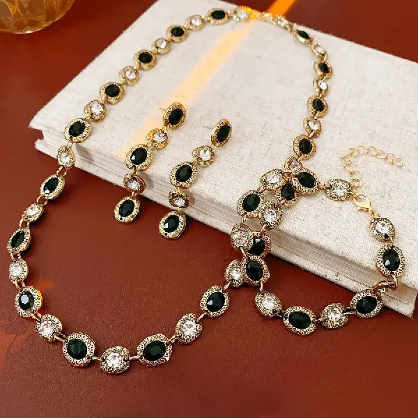 Vintage Set, Silver Needle Set With Diamonds, Oval Tassel, TKMBeautySupply.com | Canada & USA and Europe Wide FREE shipping