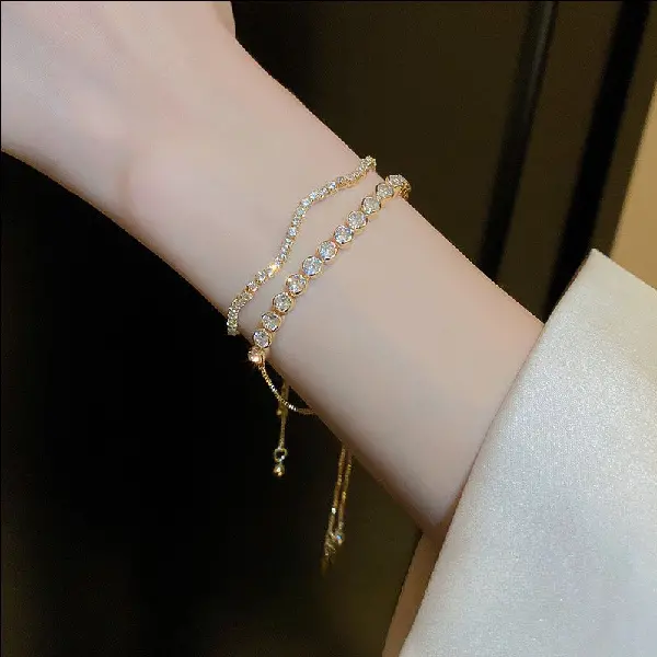 Diamond Wavy Geometric Adjustable Bracelet Temperament Korean Ins Internet Celebrity, TKMBeautySupply.com | Canada & USA and Europe Wide FREE shipping