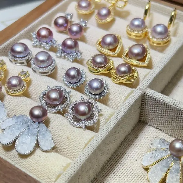 Zhuji Pearl Earrings 8-9mm Steamed Bun Beads S925 Silver Needle, TKM Beauty and Accessories Wholesale Supply | FREE shipping