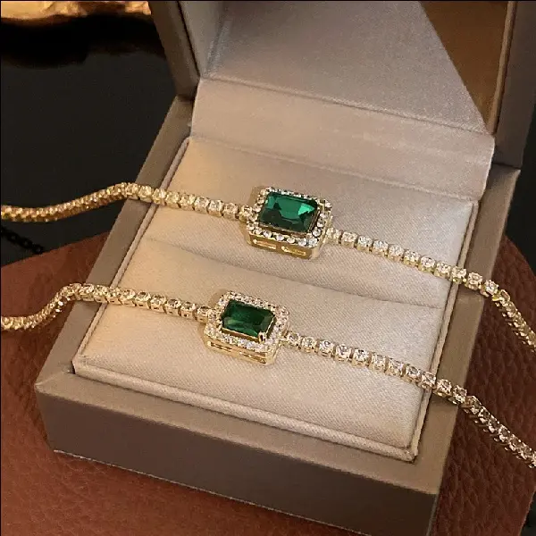 Emerald Square Geometric Diamond Zircon Bracelet Light Luxury Personality Ins, TKMBeautySupply.com | Canada & USA and Europe Wide FREE shipping
