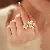Real Gold Electroplated Zircon Flower Open Ring, Simple And Versatile,able,tkmbeautysupply.com