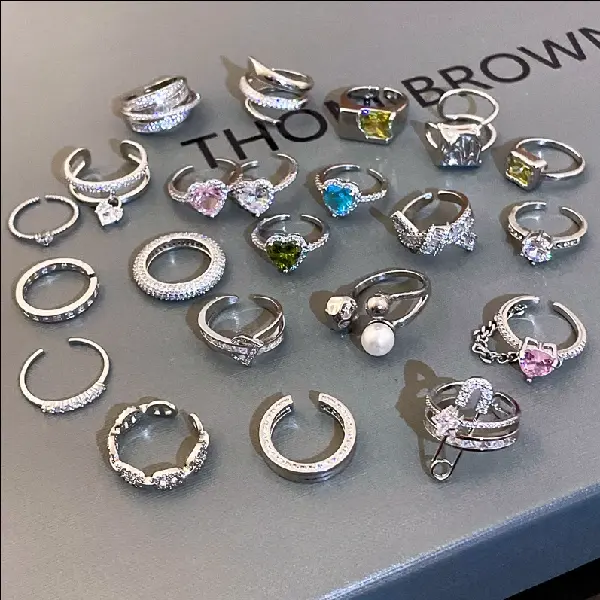 Zircon Love Double Layer Open Ringable Luxurious Niche Design Index, TKMBeautySupply.com | Canada & USA and Europe Wide FREE shipping
