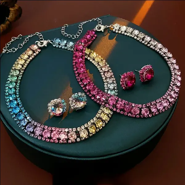 Diamond Square Earrings, Necklaces, Niche Light Luxury, High-end Clavicle Chains, TKM Beauty and Accessories Wholesale Supply | FREE shipping