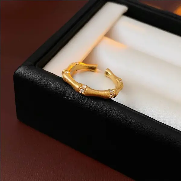 Zircon Bamboo Metal Open Ring Chinese National Versatile Index Finger, TKMBeautySupply.com | Canada & USA and Europe Wide FREE shipping