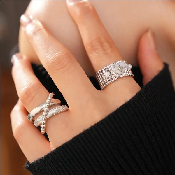 Love Zircon Cross Three-layer Open Ring Niche High-end Exquisite Finger, TKMBeautySupply.com | Canada & USA and Europe Wide FREE shipping