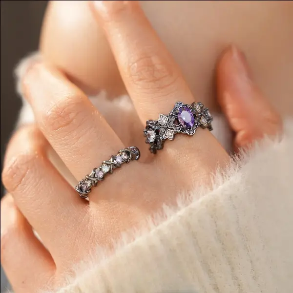 Medieval Vintage Zircon Oval Open Ring Niche High-end Exquisite Personalized, TKMBeautySupply.com | Canada & USA and Europe Wide FREE shipping