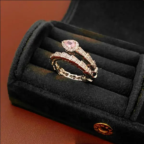 Zircon Small Snake Curved Open Ring, Light Luxury, Cold, Versatile, TKMBeautySupply.com | Canada & USA and Europe Wide FREE shipping