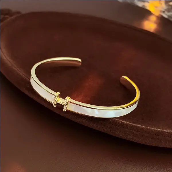 Real Gold Electroplated Zircon Letter Open Bracelet, Exquisite And Versatile, TKMBeautySupply.com | Canada & USA and Europe Wide FREE shipping