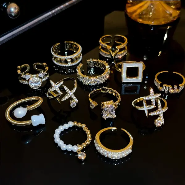 Gold-Plated Pearl Open Ring with Diamond Accents, TKMBeautySupply.com | Canada & USA and Europe Wide FREE shipping
