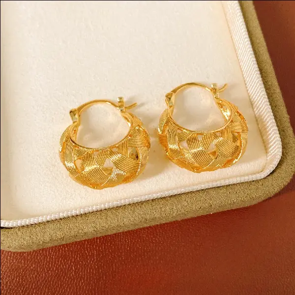 18k Real Gold Electroplating Hollow U-shaped Cross Earrings Exquisite Temperament, TKMBeautySupply.com | Canada & USA and Europe Wide FREE shipping