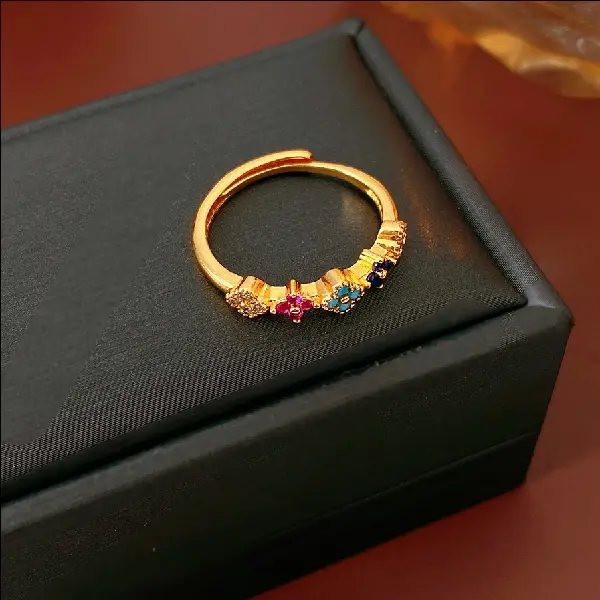 Medieval Vintage Colorful Flower Open Ring Retro Light Luxury Index, TKMBeautySupply.com | Canada & USA and Europe Wide FREE shipping