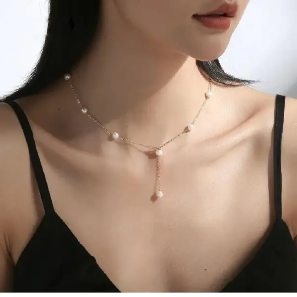 Gypsophila Pearl Necklace, Earrings, Gold-filled Jewelry, Elegant Four-piece Set, TKMBeautySupply.com | Canada & USA and Europe Wide FREE shipping
