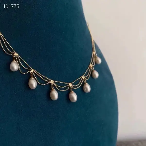 Summer Necklace, Natural Freshwater Pearl Lace Tassel Choker, Versatile, Niche, TKMBeautySupply.com | Canada & USA and Europe Wide FREE shipping