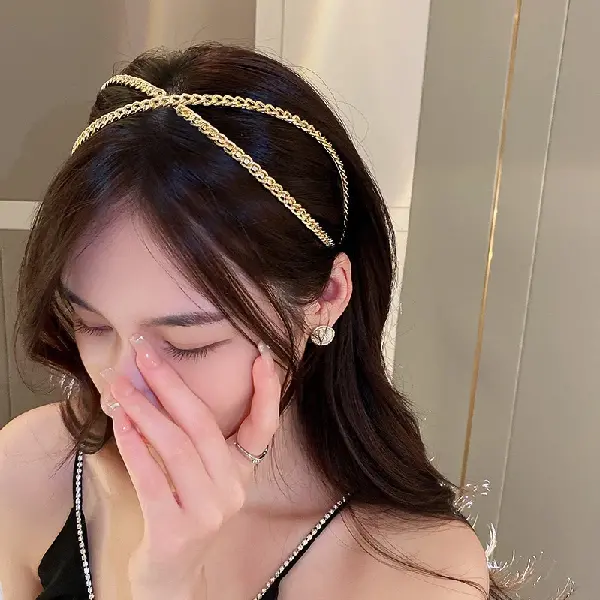 6# chain cross X-shaped headband,tkmbeautysupply.com
