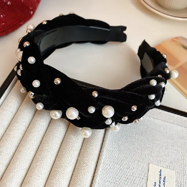 23# flocked pearl twist-shaped headband,tkmbeautysupply.com