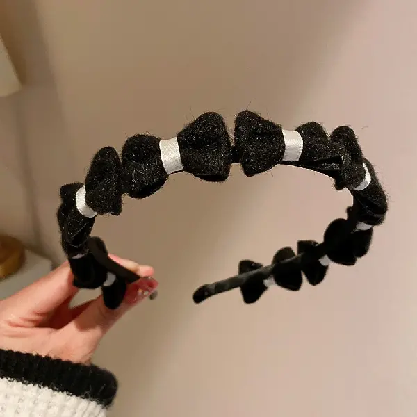 26# velvet wool bow headband,tkmbeautysupply.com