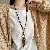 Retro Aged Starfish Metal Charm Necklace Bohemian Ethnic Halter Neck - 6-Feather star oval artificial wood round artificial wood bead necklace