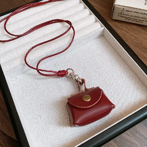 8-Leather Coin Headphone Bag Halter Necklace,tkmbeautysupply.com