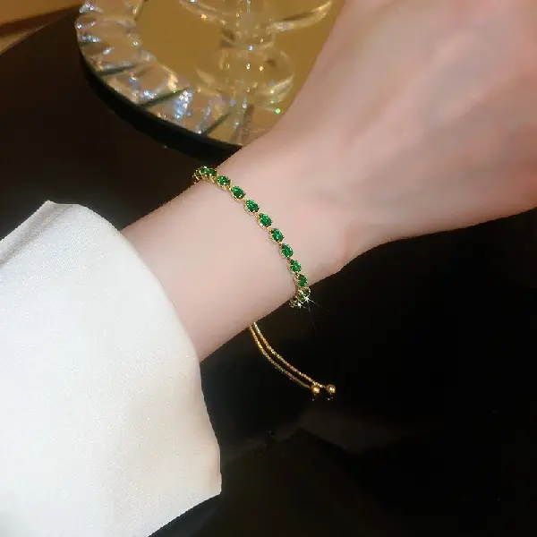 2 Bracelet-Green Water Drop Zirconia,tkmbeautysupply.com
