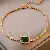 Real Gold Electroplated Emerald Crystal Bracelet, Light Luxury, Personalizedy Zircon, - Environmental protection-alloy-emerald geometric diamond bracelet