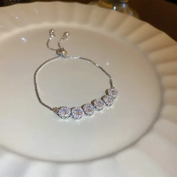 16# bracelet-silver square zircon,tkmbeautysupply.com