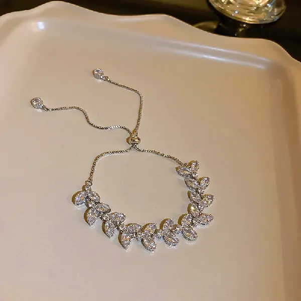 17# Bracelet-Silver Leaves,tkmbeautysupply.com