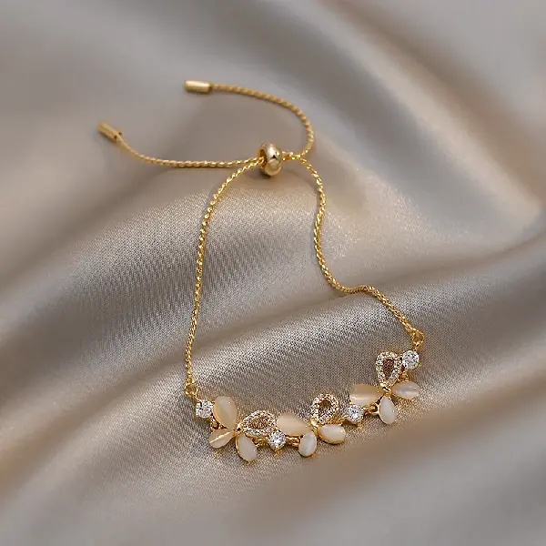 .Real gold electroplated opal zircon butterfly bracelet,tkmbeautysupply.com