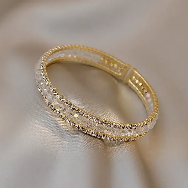 3 bracelet-gold crystal with diamonds,tkmbeautysupply.com