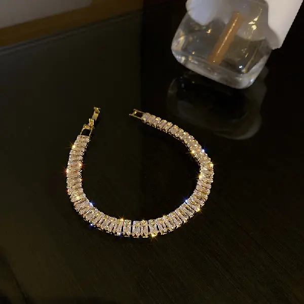 13 gold rectangular bracelet,tkmbeautysupply.com